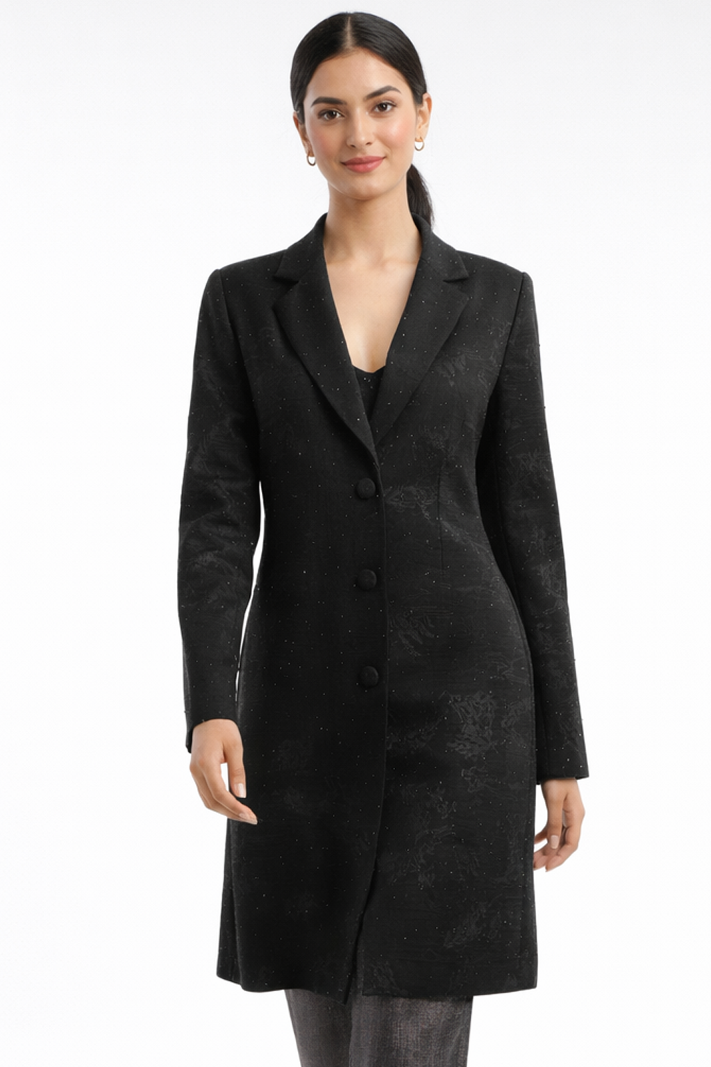 Tailored Longline Jacket with Subtle Sparkle Finish