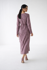 Elegant Lace Wrap Midi Dress with Asymmetrical Hem