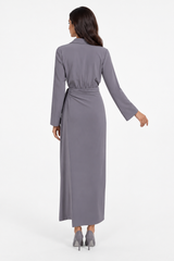 Draped Neck Wrap-Effect Maxi Dress