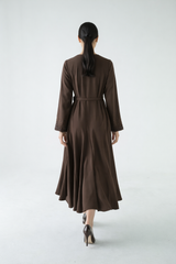 Elegant Wrap Midi Dress with Embellished Cuffs
