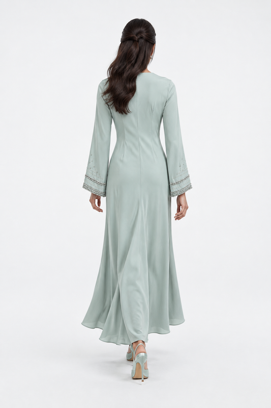 Embellished Twist-Front Maxi Dress
