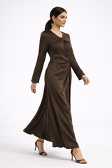 Twist-Front V-Neck Maxi Dress