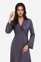 Embellished Twist-Front Maxi Dress