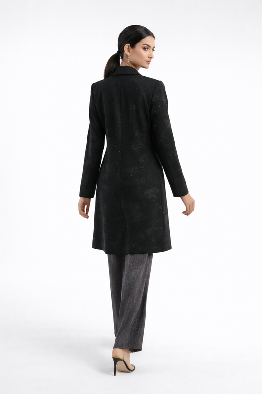 Tailored Longline Jacket with Subtle Sparkle Finish