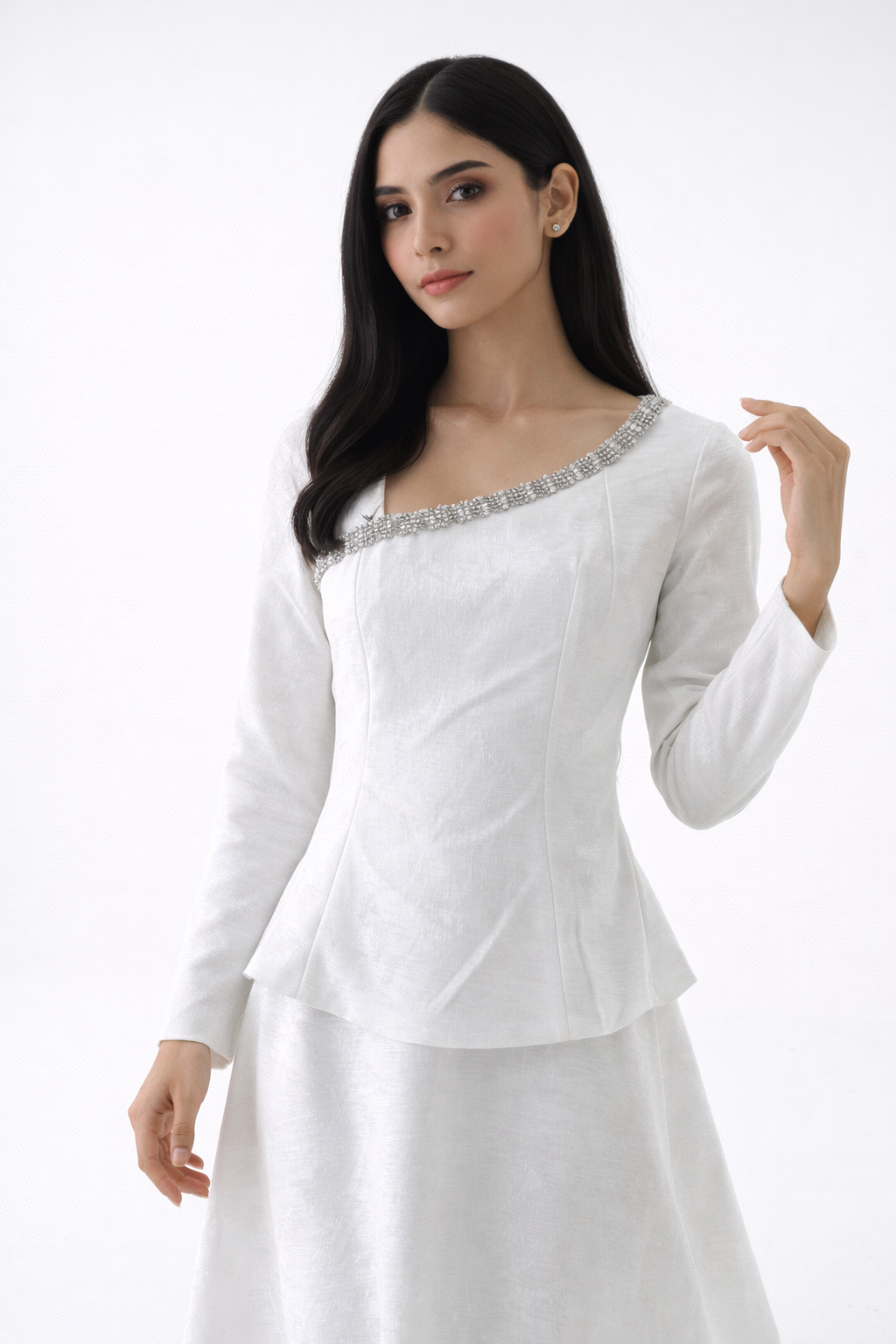 Elegant Embellished Neck Blouse