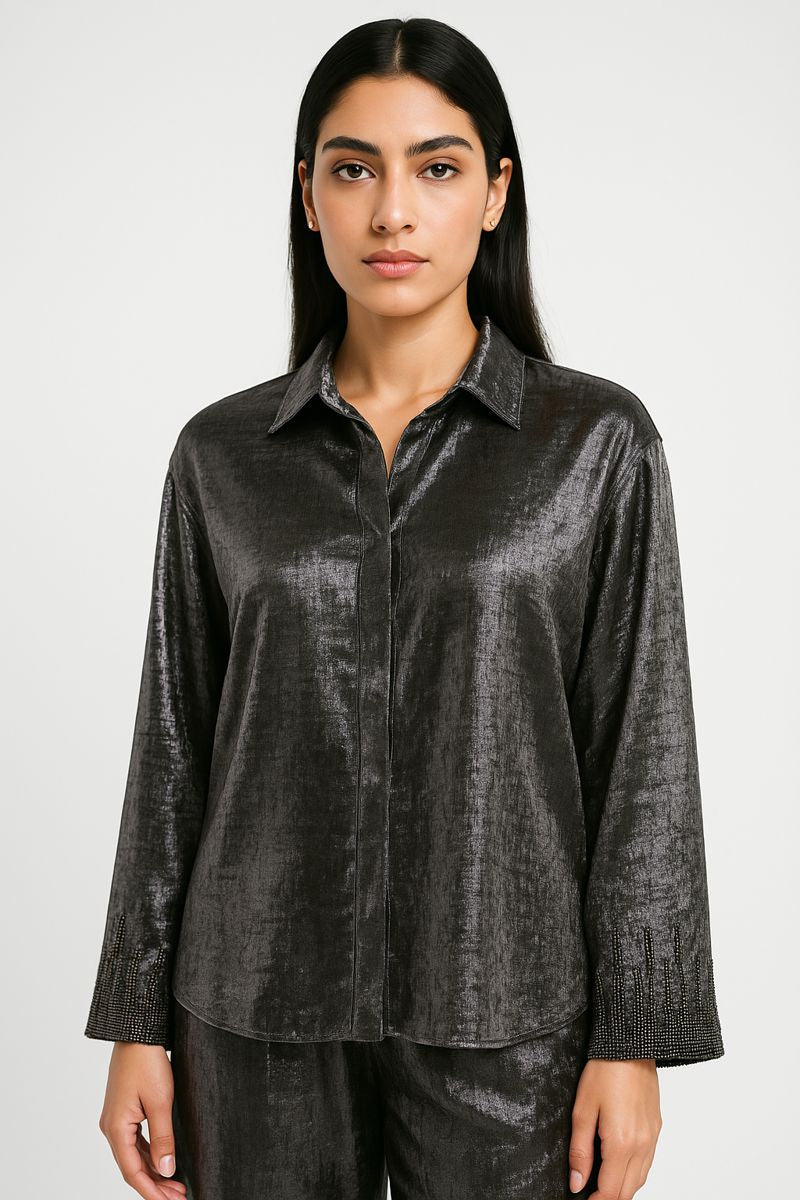 Metallic Finish Relaxed Shirt