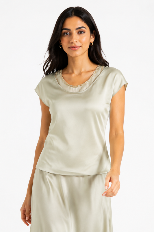 Layali Satin Embellished Layered Top