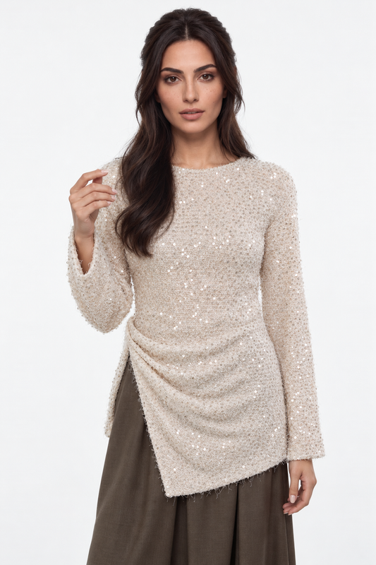 Sequin Textured Ruched Tunic