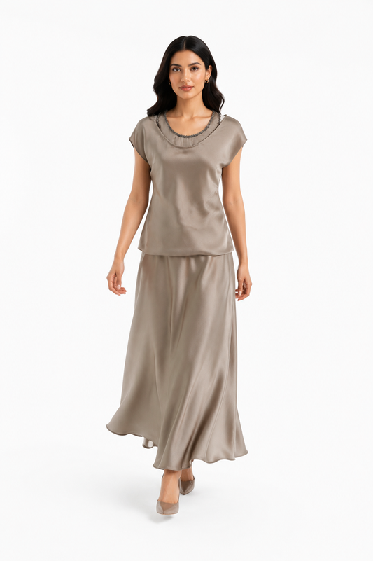 Lustre Satin Maxi Skirt - Montania Shop