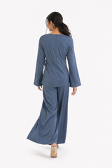 Embroidered Draped Blouse
