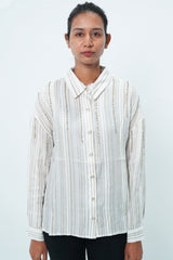 Embellished Striped High-Low Shirt