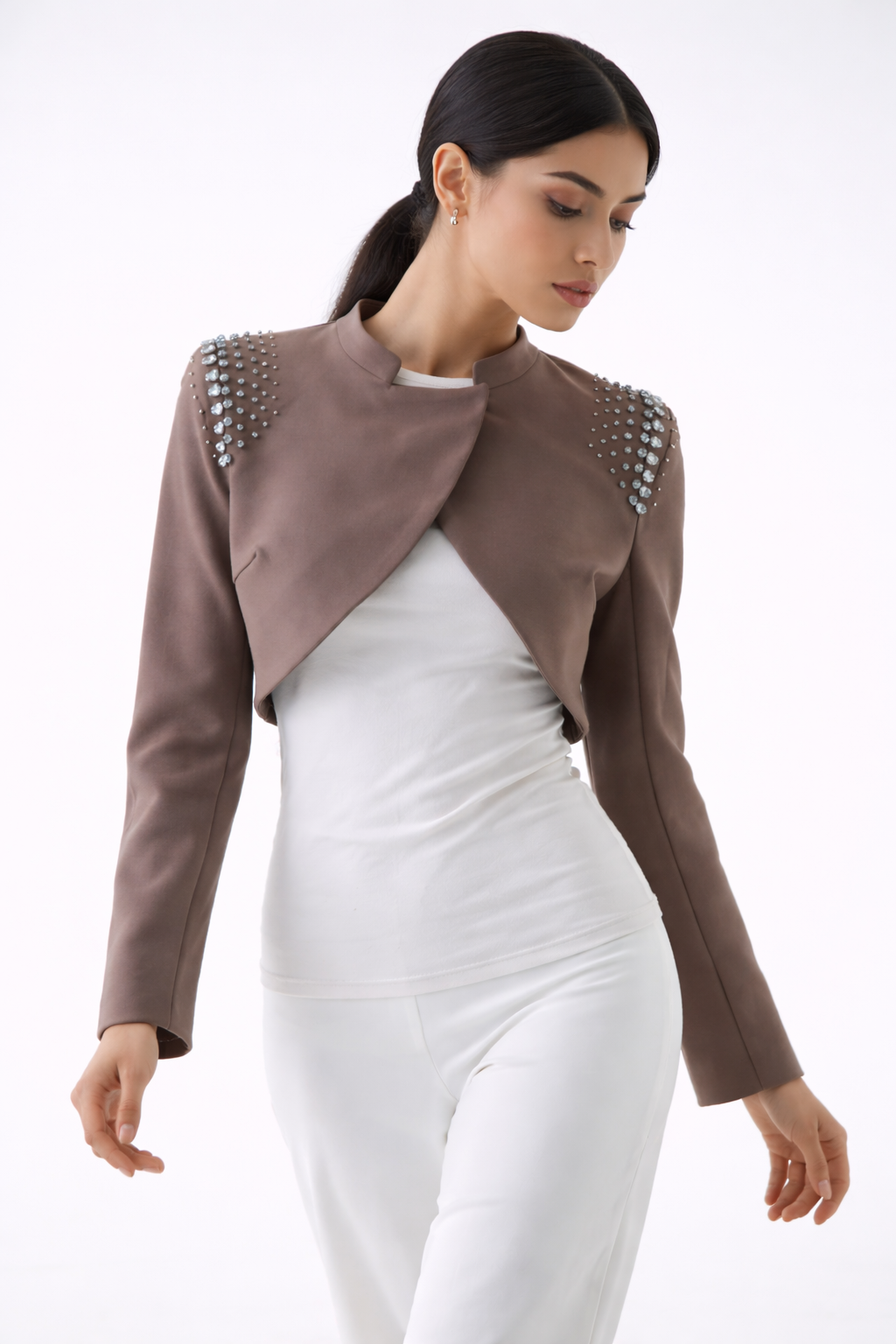 Embellished Cropped Overlay Jacket