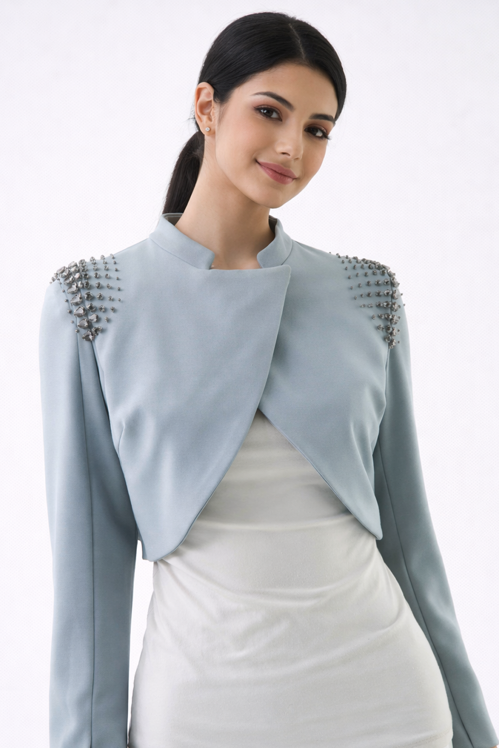 Embellished Cropped Overlay Jacket