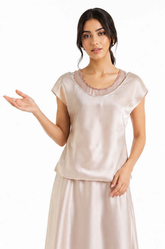 Layali Satin Embellished Layered Top