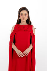 Embellished Cape Gown