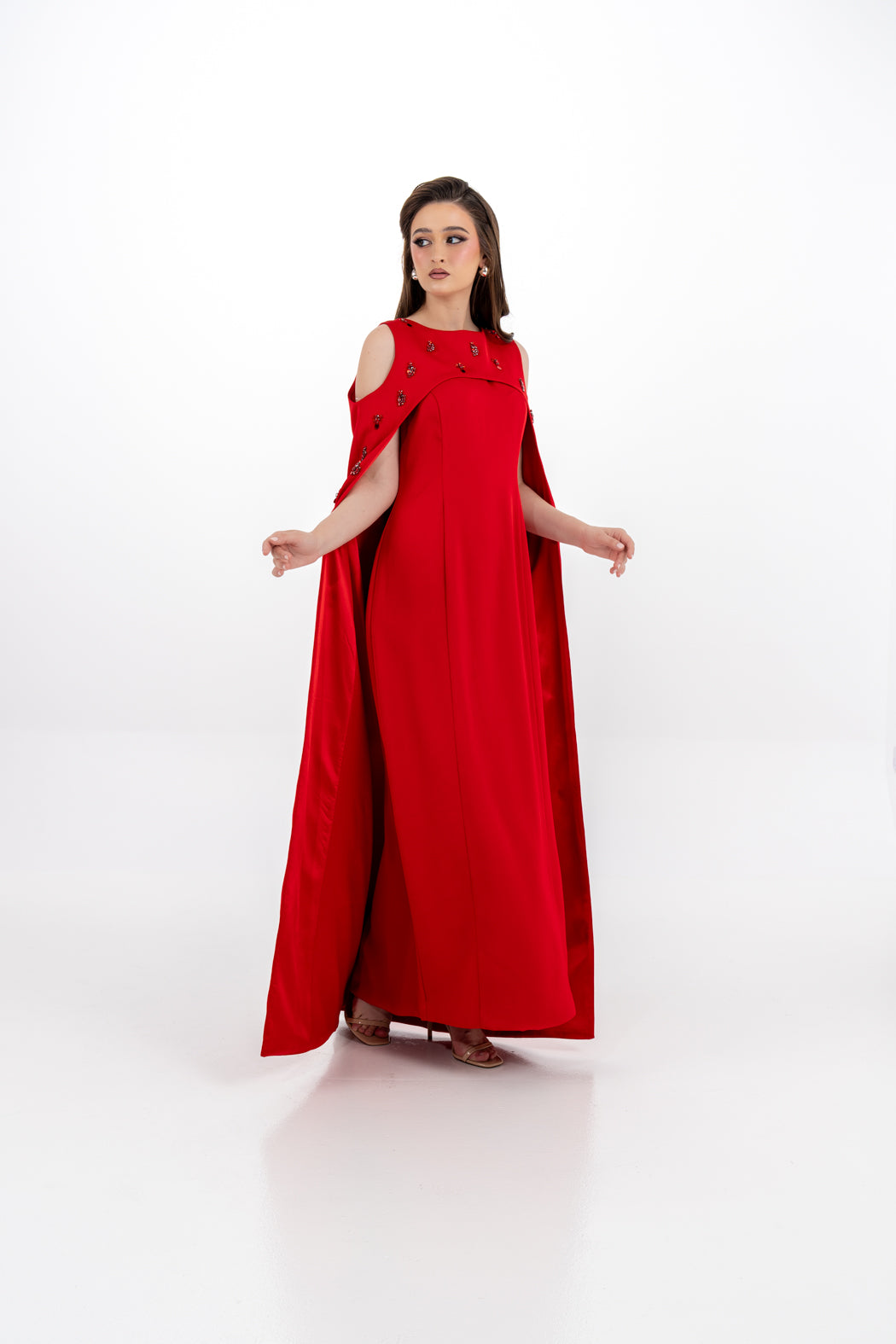 Embellished Cape Gown