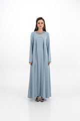 Embellished Collar Dress with Long Cardigan