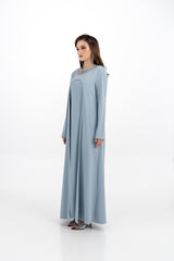 Embellished Collar Dress with Long Cardigan