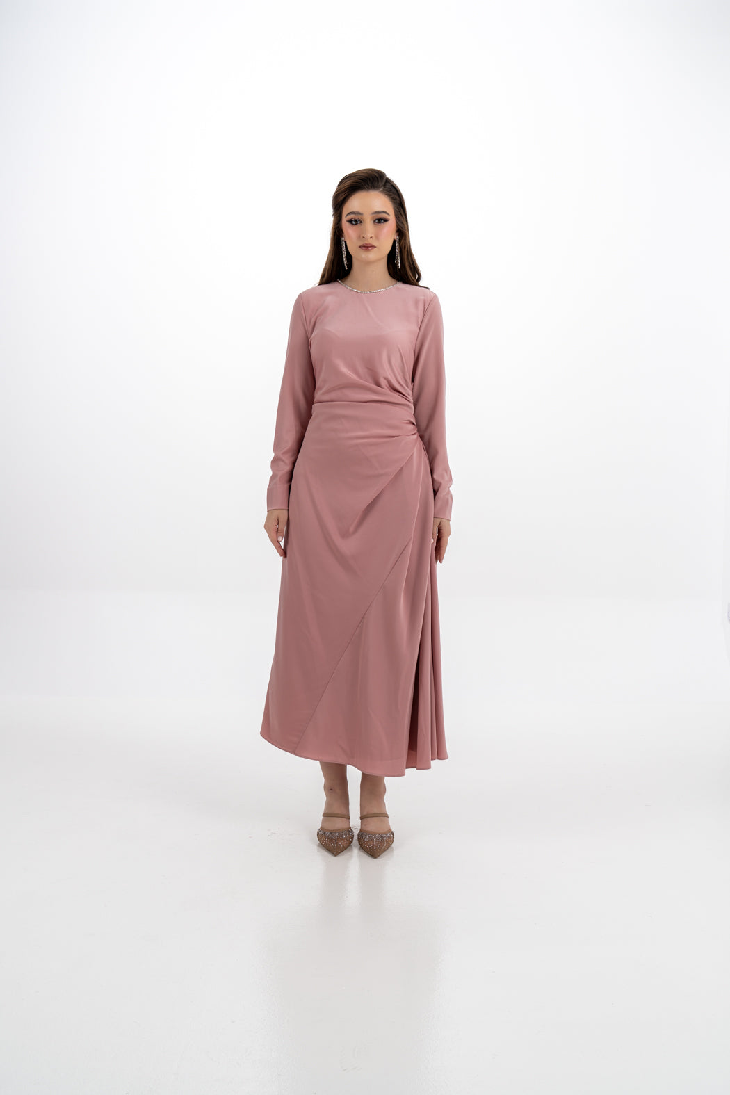 Ruched Matte Midi Dress