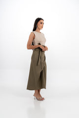 Asymmetrical Wrap Skirt with Waist Tie