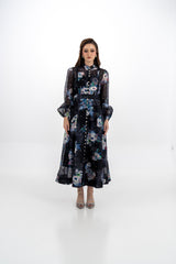 Embellished Floral A-Line Maxi Dress