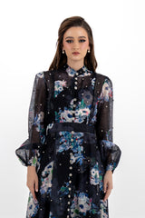 Embellished Floral A-Line Maxi Dress