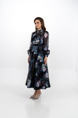 Embellished Floral A-Line Maxi Dress
