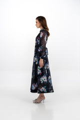 Embellished Floral A-Line Maxi Dress