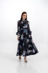 Embellished Floral A-Line Maxi Dress