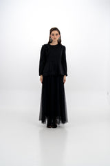 Elegant Embellished Jacket & Tulle Skirt Set