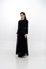 Elegant Embellished Jacket & Tulle Skirt Set