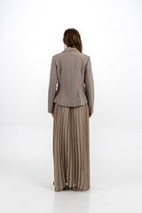 Pleated Maxi Dress with Embellished Removable Jacket