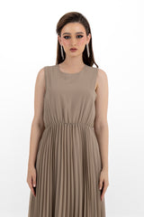 Pleated Maxi Dress with Embellished Removable Jacket