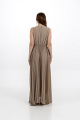 Pleated Maxi Dress with Embellished Removable Jacket