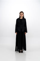 Pleated Maxi Dress with Embellished Removable Jacket