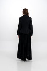 Pleated Maxi Dress with Embellished Removable Jacket
