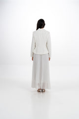 Pleated Maxi Dress with Embellished Removable Jacket