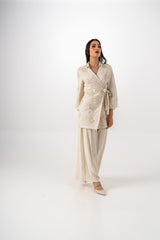 Chic Embroidered Wrap Blouse