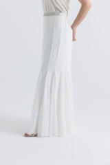Embellished Waist Pleated Maxi Skirt