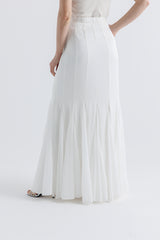 Embellished Waist Pleated Maxi Skirt