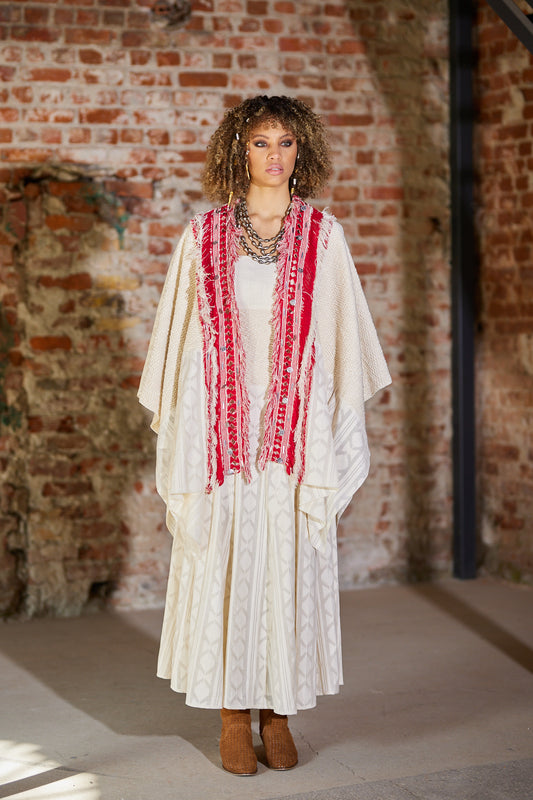 فستان ليالي رمضان بحمّالات مع شال