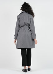 Elegant Shimmer Belted Trench Coat