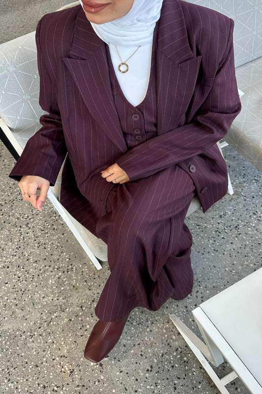 Stripped Two-Toned Blazer with Pockets