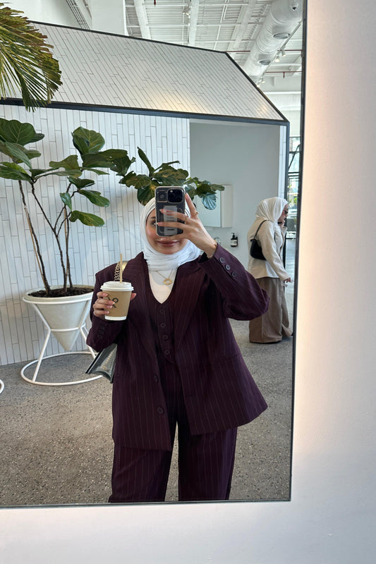 Stripped Two-Toned Blazer with Pockets