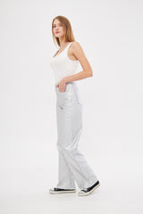 Solid Leather Baggy Loose Fit Trousers