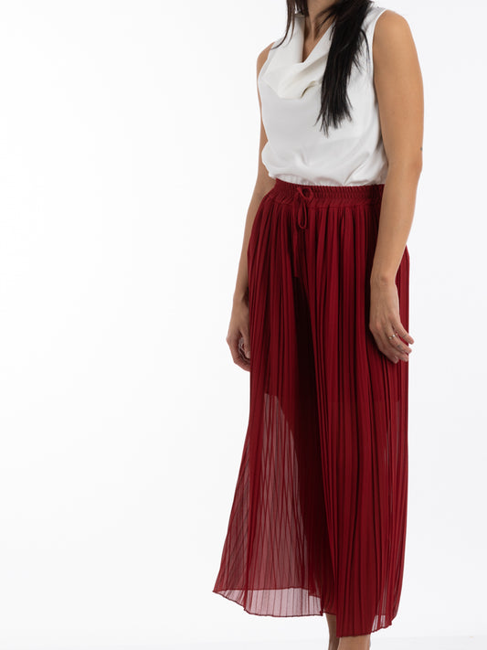 2204152- Wide Pleated Palazzo Pants - Montania Shop