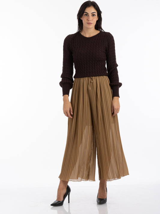2204152- Wide Pleated Palazzo Pants - Montania Shop