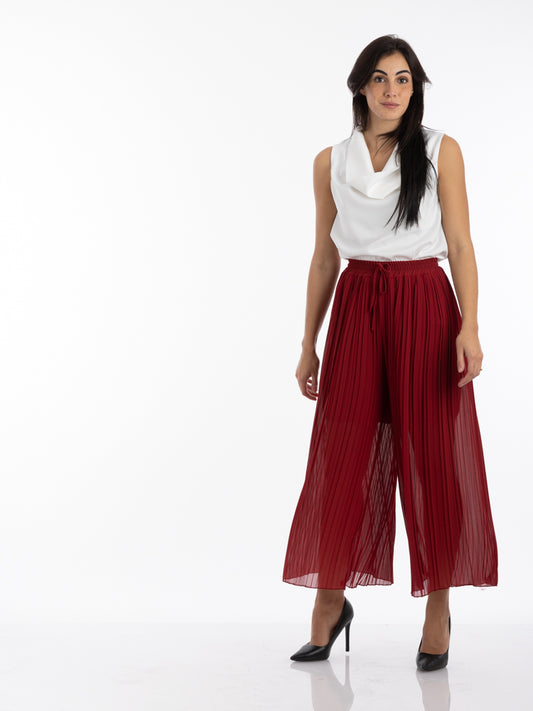 2204152- Wide Pleated Palazzo Pants - Montania Shop
