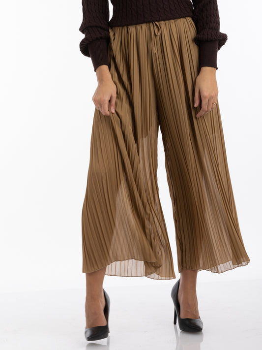 2204152- Wide Pleated Palazzo Pants - Montania Shop