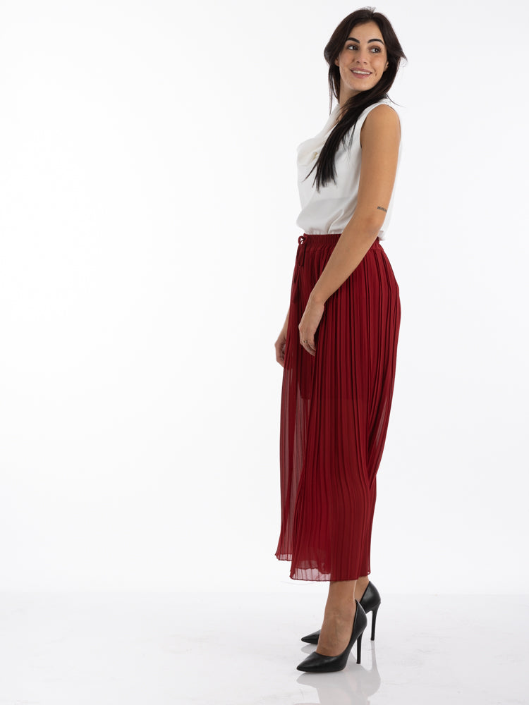 2204152- Wide Pleated Palazzo Pants - Montania Shop